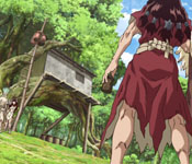 tsukasa returning to senku's tree house